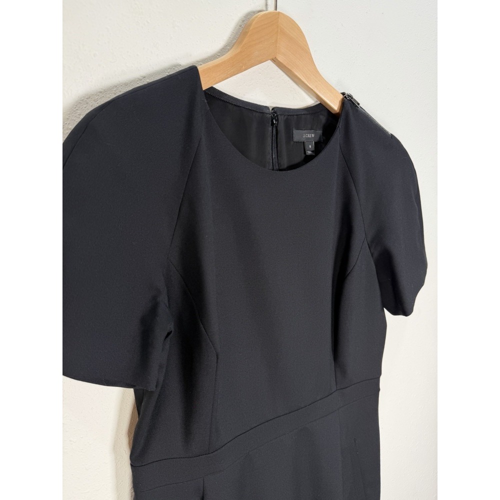 J. Crew Women's Dress Classic Black 100% Wool Short Sleeve Lined Office Sz 8